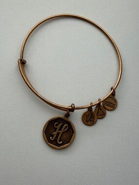 Alex and Ani Gold-Tone Initial H Charm Bangle Bracelet